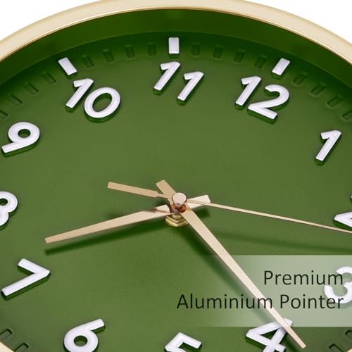 HIPPIH 10 Inch Wall Clock, 2Pack Silent Non Ticking Battery Operated Clocks - color: Green, size: 10 inches
