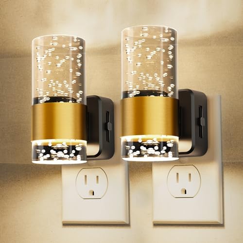 L LOHAS LED Night Light, Dimmable Night Lights Plug into Wall - color: Gold Ring-3000K, size: 2 Pack