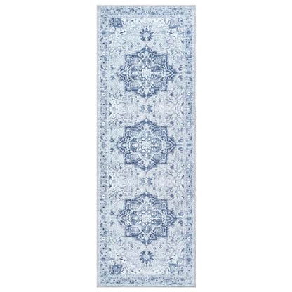 Bloom Rugs Washable Non-Slip 7 ft Runner - Gray/Blue Traditional Medallion Runner for Entryway, Hallway, Bathroom, and Kitchen - Exact Size: 2.5' x 7' - color: Gray / Blue, size: 2'6" x 7' (Runner)