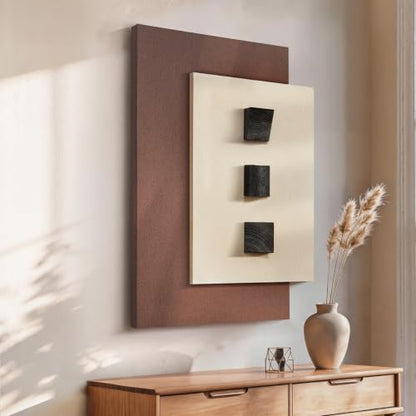 Large 3D Wood Textured Neutral Abstract Wall Art for Living Room, 28×35 in - color: 3D Texture Wood, size: 35"L x 28"W
