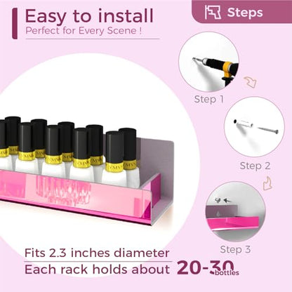 4 Pack 15 Inch Pink Reflective Acrylic Floating Wall Shelves - color: 15in-pink Mirror