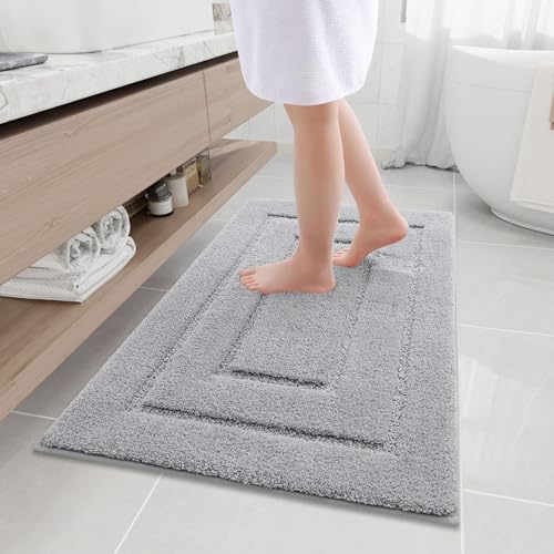 Buganda Microfiber Bathroom Rugs 44x24, Soft Shaggy Absorbent Bath Rugs - color: Grey, size: 44" X 24"