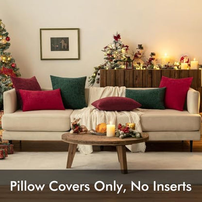 MIULEE Soft Chenille Throw Pillow Covers Green 16x16 Inch Pack of 2 - color: Green, size: 16" x 16" (Pack of 2)