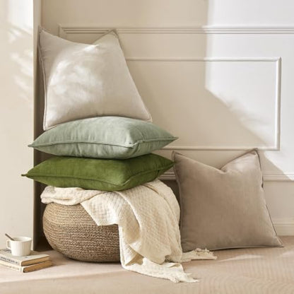 MIULEE Pack of 2 Cream Beige Euro Shams Chenille Pillow Covers 26x26 Inch - color: Cream Beige, size: 26" x 26" (Pack of 2)