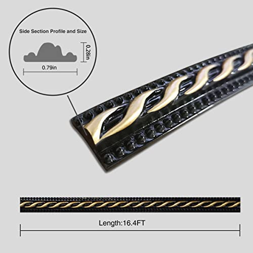 Colamo 16.4FT Gilded Black Peel and Stick Trim Caulk Strip,Flexible Adhesive Moldings & Trims for Wall/Mirror/Ceiling/Window and Door Frame,Stick on Backsplash Tile Trimming,Sticky Edge,Side Body Trim - color: Gilded Black