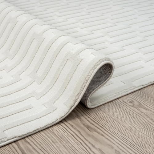 Abani Cream Area Rug for Living Room, Bedroom -Geometric Pattern - 6 x 9 -Durable & Easy to Clean - size: 6' x 9' (Rectangular)