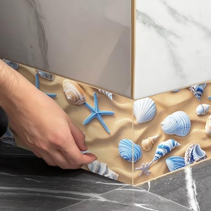 IVN Wallpaper Border Peel and Stick Wall Beach Starfish Seashell 4x196 Inch - color: Beach Starfish Seashell