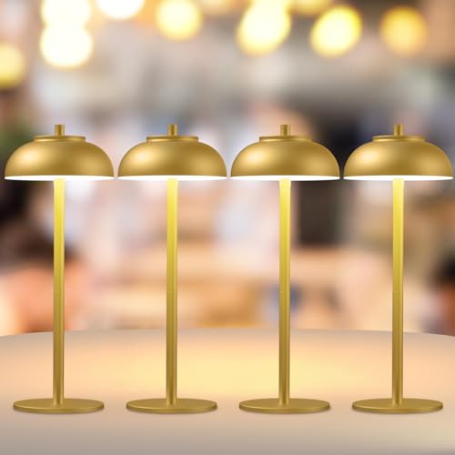 Cordless Table Lamps, Rechargeable LED Touch Lamp, Gold, 4 Pack - color: Gold-Set of 4