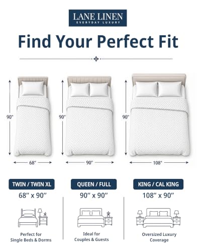 LANE LINEN King Size Blanket, 100% Cotton Textured Herringbone Weave - color: 01: White, size: King