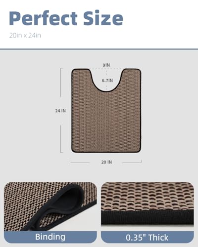 PADOOR Braided Toilet Rugs U Shaped 20''x24'', Non Slip Toilet Mat, Black - color: Black, size: 20''x24'' U-Shaped
