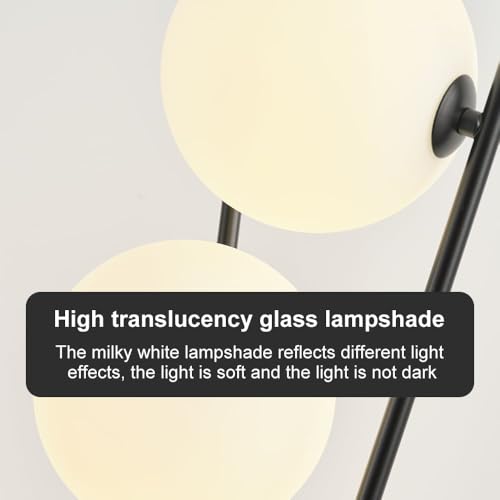 LOVEDIMA Standing Lamp for Living Room,Bedside Floor Lamp Tall Modern Corner Lamp Reading for Bedroom,Office (G9 Bulb, White Lampshade Included),Black