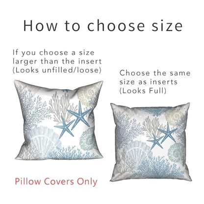 Tritard Coastal Pillow Covers Set of 2, 16x16, Blue - size: 16" x 16" (Pack of 2)