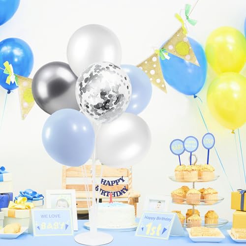 ZJDHPTY 4Set Light Blue Silver Balloon Stand Table Centerpieces Party Decor - color: Light Blue Silver 4