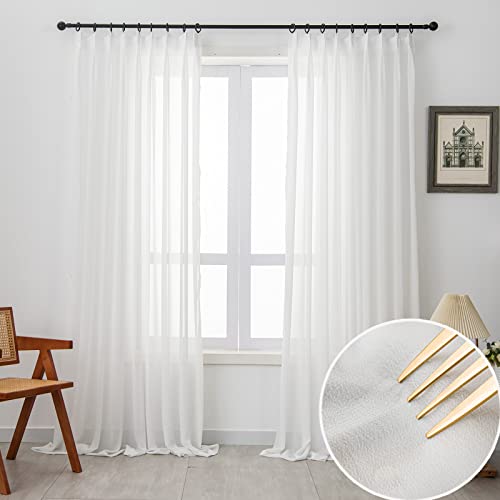 Pinch Pleated Curtains for Living Room and Bedroom 108 Inches Long,1 Panel - color: Off White, size: 52"W x 108"L (Pack of 1)