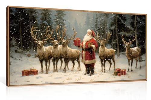 Celestdeco Large Christmas Santa Claus Framed Canvas Wall Art Set-40"x20"x1 - color: Santa Claus Wall Art, size: 40"L x 20"W