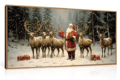 Celestdeco Large Christmas Santa Claus Framed Canvas Wall Art Set-40"x20"x1 - color: Santa Claus Wall Art, size: 40"L x 20"W