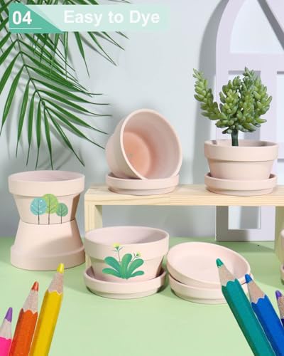 vensovo 3.7 Inch Pink Terracotta Succulent Pots with Saucers, 6 Pack - color: Pink, size: 3.7 Inch