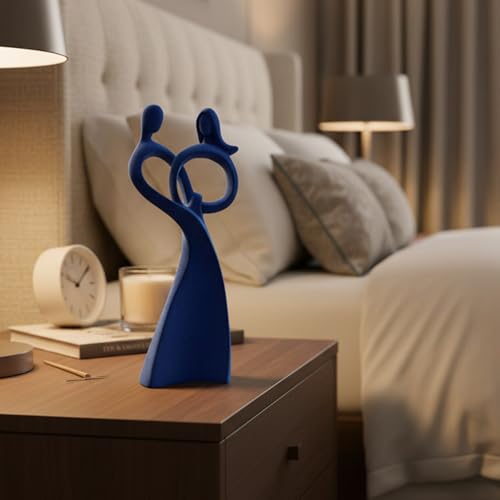 Romantic Couple Statue with Soft Flocked Finish, Dark Blue - color: Couple02-dark Blue