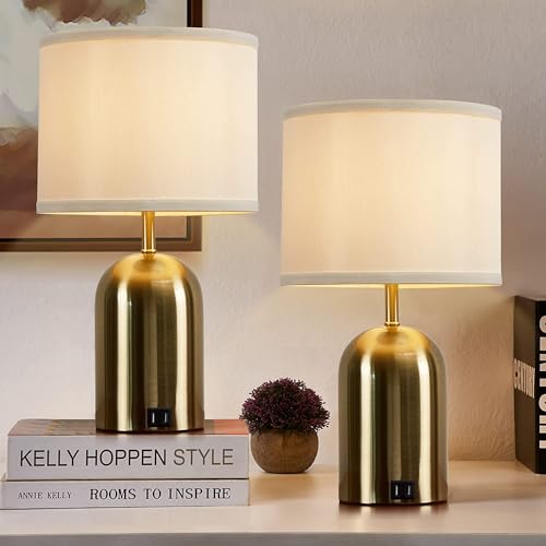 GyroVu Touch Control Table Lamps Set of 2, Gold Bedside Lamps for Bedroom - color: Gold 2