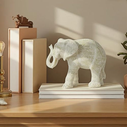 Guichifun Elephant Statue Decor, Cream, 7.25 x 3.25 x 5.75 Inch - color: Cream-elephant