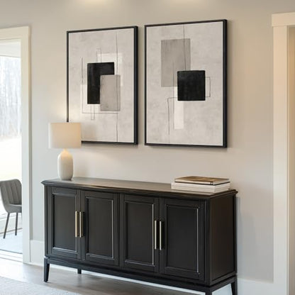 Large Framed Neutral Abstract Wall Art for Living Room Set of 2, 24x36 In - color: Minimalism, size: 24" W x 36" H x 2Pcs