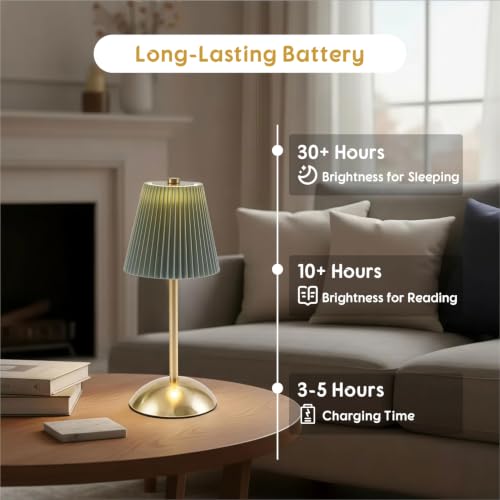 2-Pack LED Cordless Table Lamps, Green Rechargeable Battery Lamps - color: Gray-Green