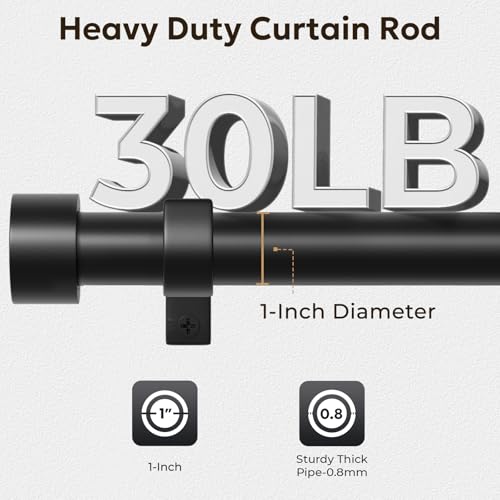 Zeerobee Curtain Rods for Windows 32 to 48 Inch, Black Curtain Rod - color: Black, size: 32"-48"