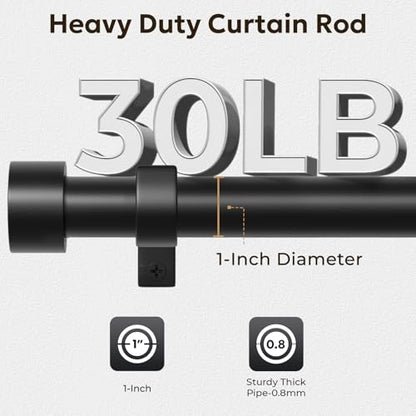 Zeerobee Curtain Rods for Windows 32 to 48 Inch, Black Curtain Rod - color: Black, size: 32"-48"
