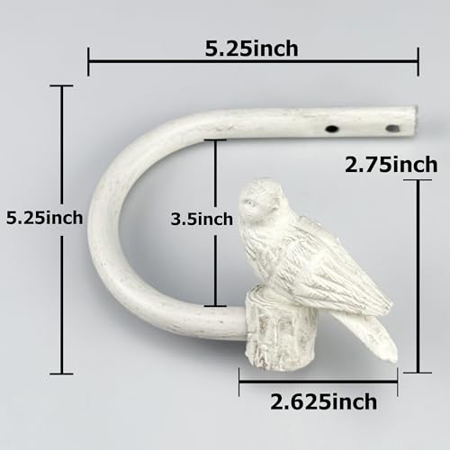Curtain Drapery Holdbacks with Resin Bird, Wall Mount Drapery Hooks Holders, Set of 2, White, Suitable for Drywall - color: White