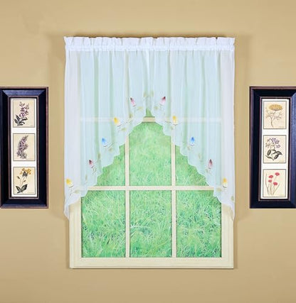 Today's Curtain,Vineyard 3-D Appliqué,Swag 38", White, 60" W x 38" L - color: White, size: 60"W x 38"L (Pack of 1)