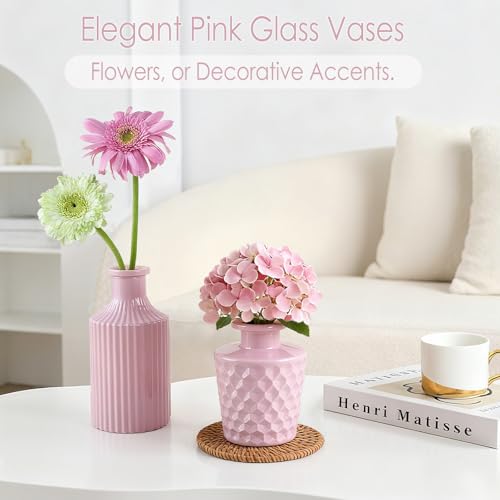 TBWIND 12 Pcs Blush Pink Glass Bud Vase Set - color: Blush Pink-12pcs, size: 12Pcs