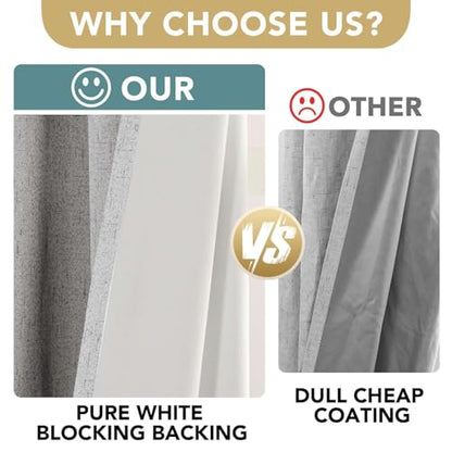 H.VERSAILTEX 100% Blackout Linen Curtains 120" L 2 Panels Glacier Gray - color: Glacier Gray, size: 52"W x 120"L (Pack of 2)