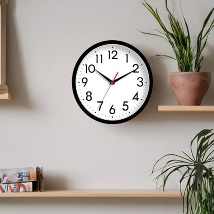 DAXSMY 10 Inch Wall Clock, Battery Operated Silent Non Ticking - color: A-black, size: 10"
