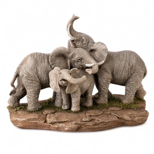 Comfy Hour 9.2 Inch Elephant Statue, Family Decor, 1 Unit - color: Earthy Tones