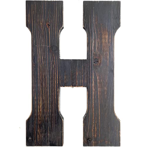ABELOTS Big Letter Wall Art for Living Room, Bathroom, Bedroom, and Home Decor, Rustic Farmhouse Lettering for Family Last Names, Large Decorative Wood, 14” x 10” (Big H) - color: Big H