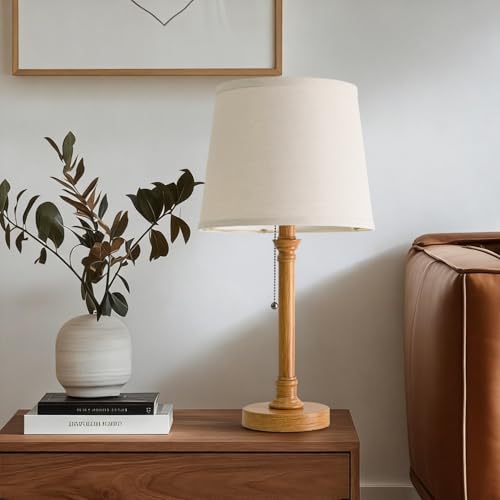 Oneach 19.5" Wood Grain Rustic Table Lamps Set of 2 for Living Room Bedroom - color: Wood Grain