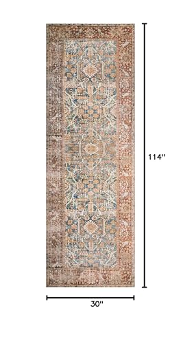 Loloi Layla Ocean/Rust 2'-6" x 9'-6" 러너 러그 - color: 오션 / 러스트, size: 2피트 6인치 x 9피트 6인치