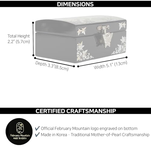 February Mountain Mother of Pearl Small Jewelry Ring Box - Gifts for best friends women, Thank you gifts, mom birthday gifts, Friendship Women Gifts Trinkets Keepsake Treasure box (Blue_Crane) - color: Blue_Crane