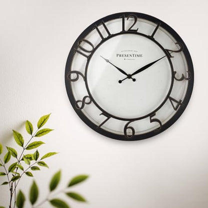 Presentime 13" Farmhouse Series Wall Clock - color: Oil Rubbed Bronze / Antique White, size: 13 inch