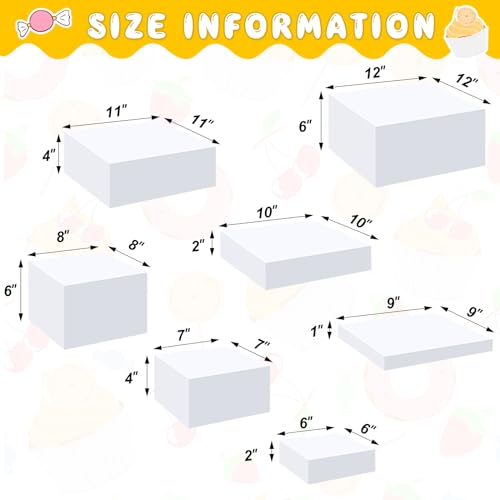 Leinuosen 7 Pcs Large Acrylic Buffet Risers, 6-12" Square, White - color: White, size: 6" to 12", style: Square