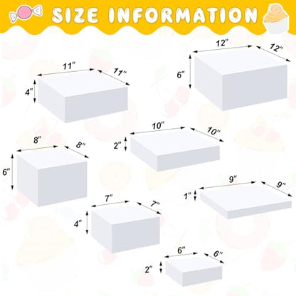 Leinuosen 7 Pcs Large Acrylic Buffet Risers, 6-12" Square, White - color: White, size: 6" to 12", style: Square