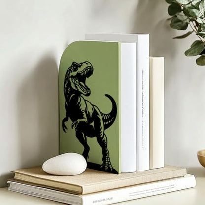 Peacoblue 5.3"x4.3"x7.9" Metal Bookends, Heavy Duty Book Ends for Shelves - style: Tyrannosaurus Rex