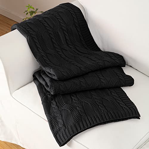 Aormenzy Black Knit Throw Blanket, 50" x 60" - color: Black, size: 50" x 60"