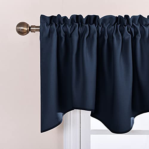 NICETOWN 2 Panels White Kitchen Blackout Valances for Windows, 42W x 18L - color: Navy, size: 42"W x 18"L (Pack of 2)