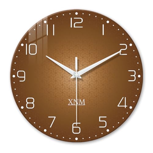 XNM Glass Small Wall Clocks Battery Operated 12 Inch - color: Brown, size: 12 Inch