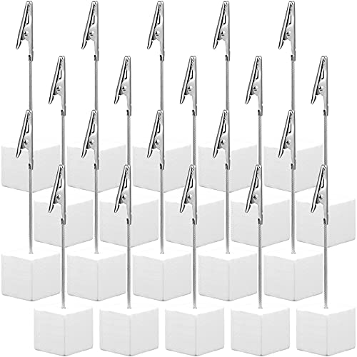 20 Pcs Cube Base Memo Clip Holder with Alligator Clip, White - color: White