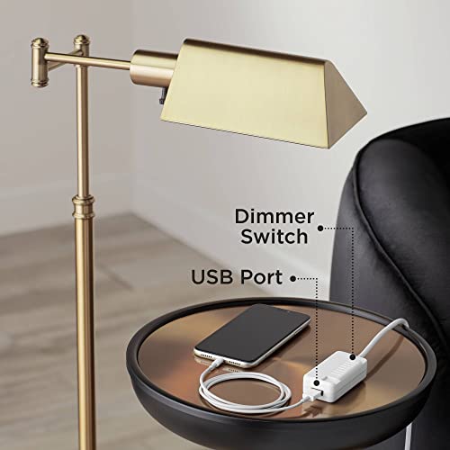 360 Lighting Kayne 61" Tall Bronze Downbridge Floor Lamp with USB Dimmer - color: Bronze - USB Dimmer Included