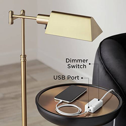 360 Lighting Kayne 61" Tall Bronze Downbridge Floor Lamp with USB Dimmer - color: Bronze - USB Dimmer Included