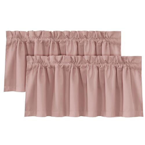 H.VERSAILTEX 100% Blackout Curtain Valances for Windows 2 Panels Thermal Insulated Rod Pocket Small Short Valance for Kitchen Cafe Bathroom Living Room Bedroom Laundry,Baby Pink,52" W x 18" L - color: Baby Pink