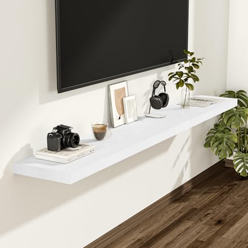 Vivelove 55 Inch White Floating Shelves 12 Deep, 55 X 12 Inch, Set of 2 - color: White, size: 55”wx12”dx1.5”h